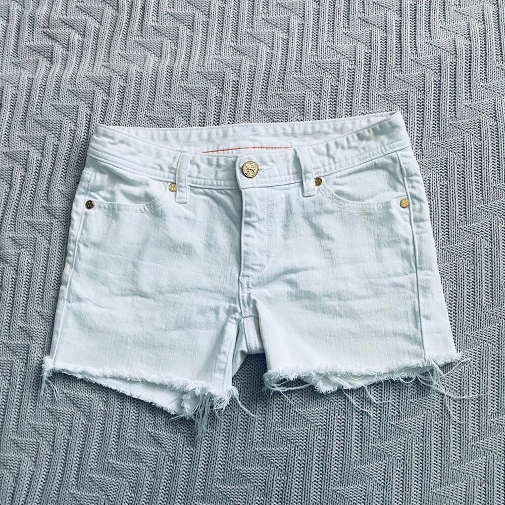 Tory Burch white cut off shorts